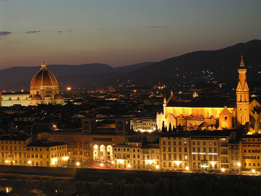 florence, night, panorama, building exterior, architecture HD wallpaper