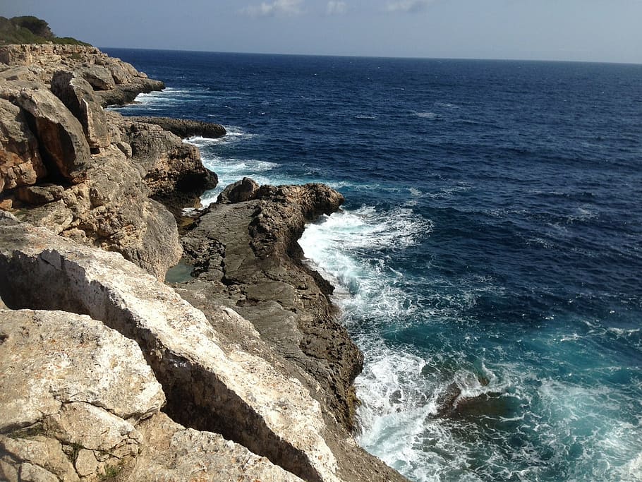 rock, ocean, coast, sea, coastline, nature, rock - Object, cliff HD wallpaper