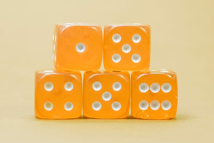 four orange dices, Game Cube, Instantaneous Speed, pay, play, HD wallpaper