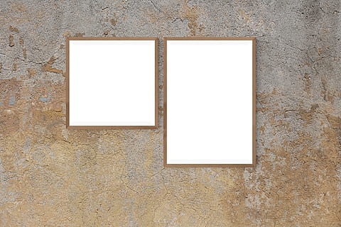 two rectangular and square photo frames on concrete surface HD wallpaper