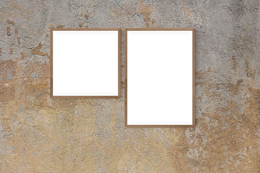 two rectangular and square photo frames on concrete surface HD wallpaper
