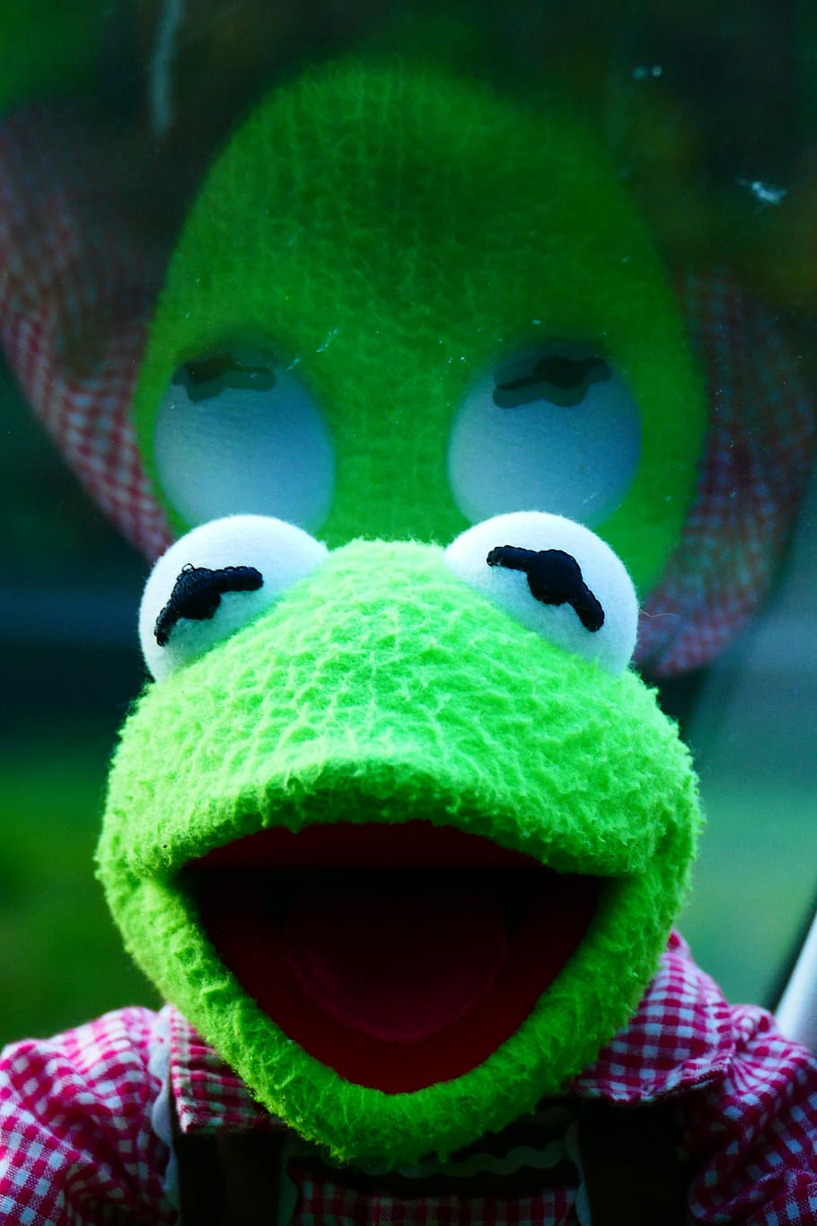 Kermit, Frog, Reflect, Disc, Doll, green, green color, outdoors HD wallpaper