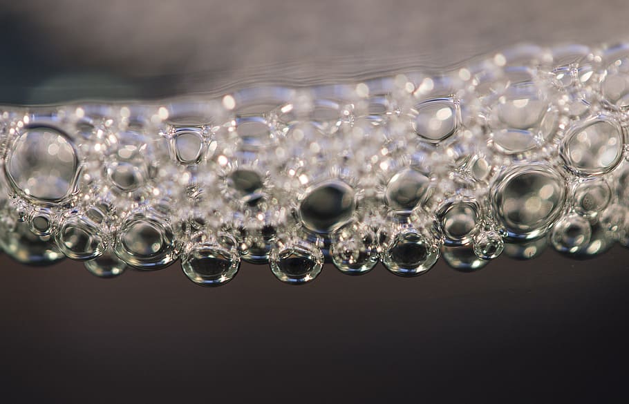 bubbles, liquid, macro, bubbles background, water, clear, blue HD wallpaper