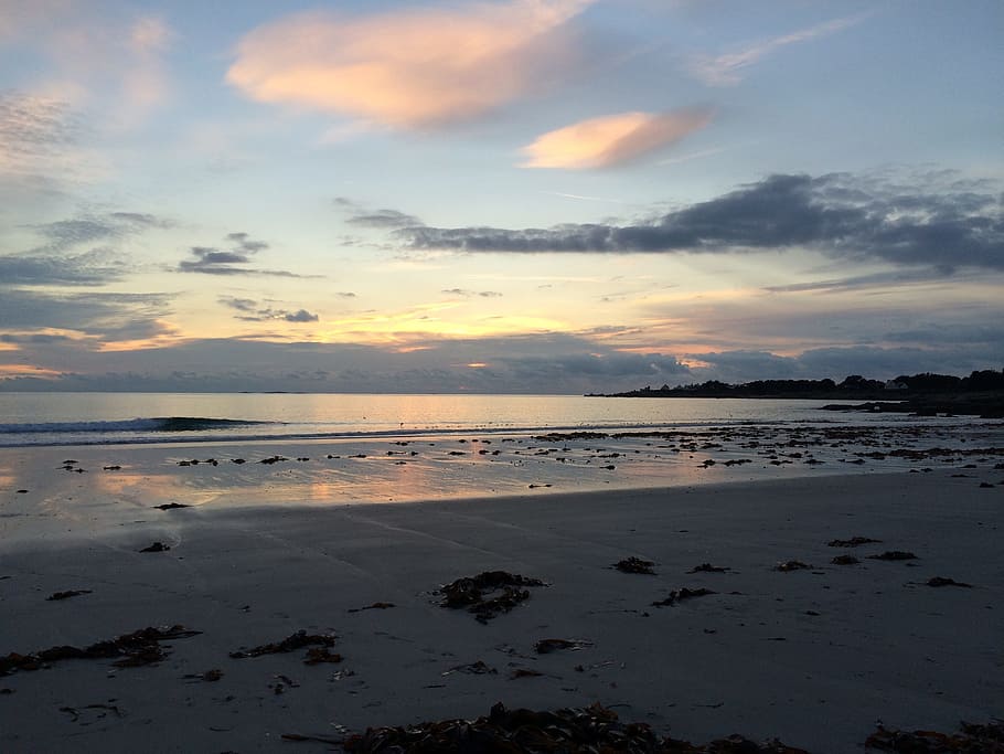sea, sky, light, evening, cloud, cloudy sky, sun, ocean, brittany HD wallpaper