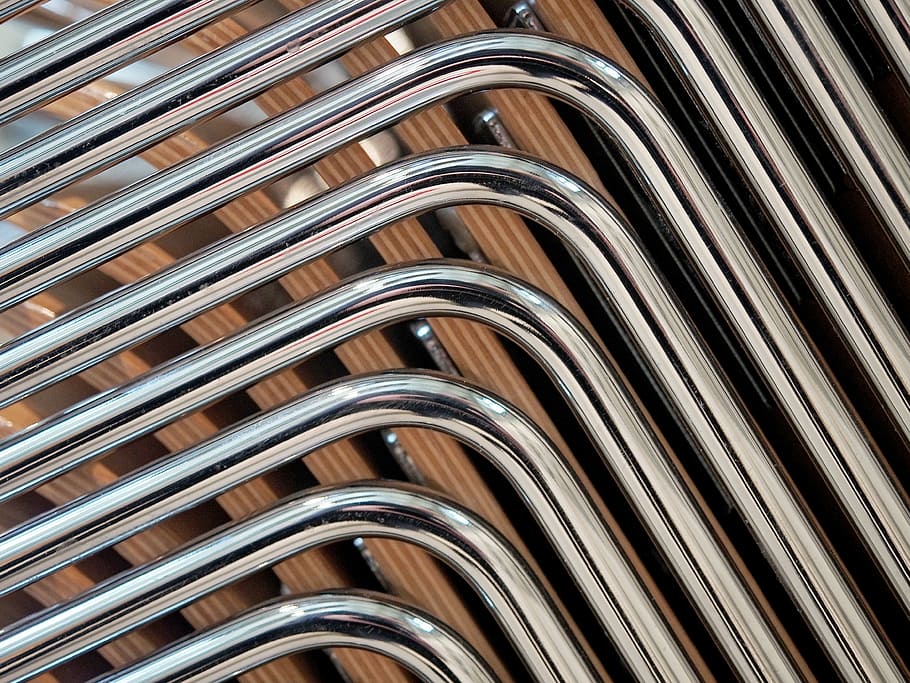 metal, tube, chair, stack, stacked, chrome, industrial, steel HD wallpaper