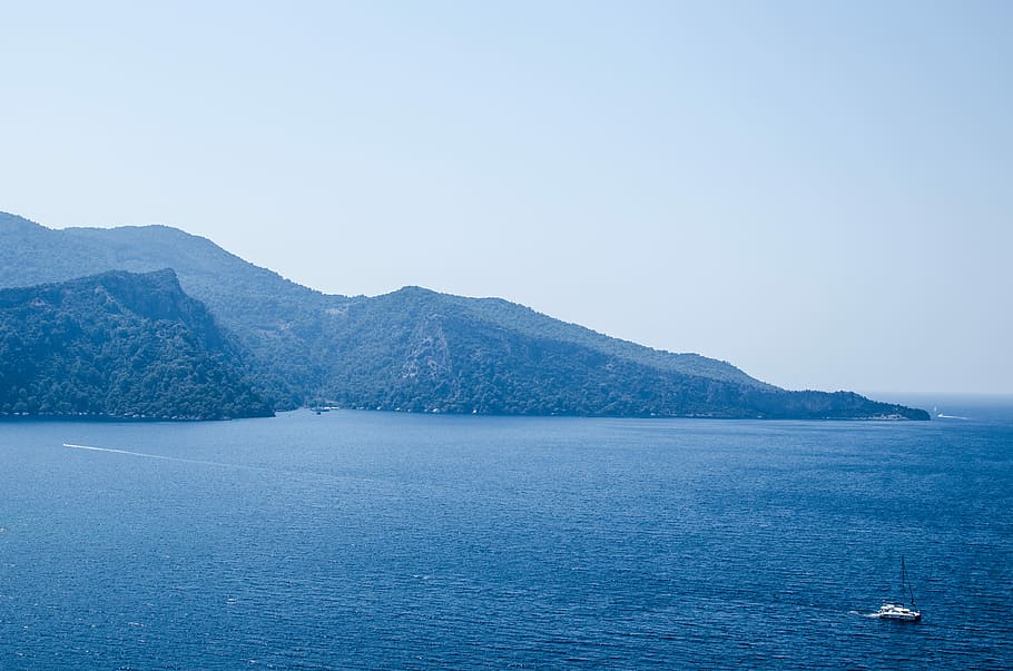 Lost in History, body of water near mountains, boat, float, mountain range HD wallpaper