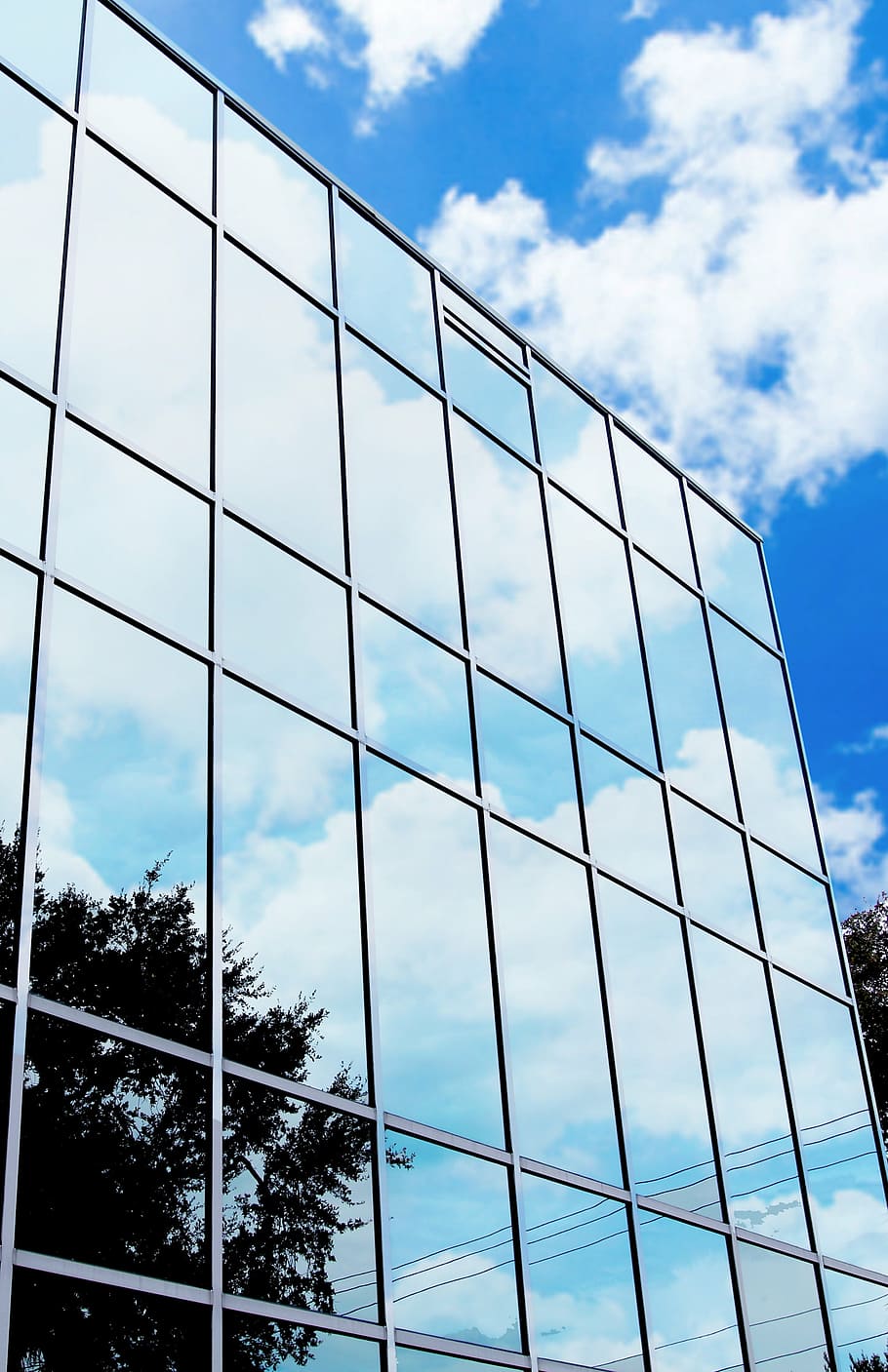 building, blue, sky, office, modern, glass, architecture, business building HD wallpaper