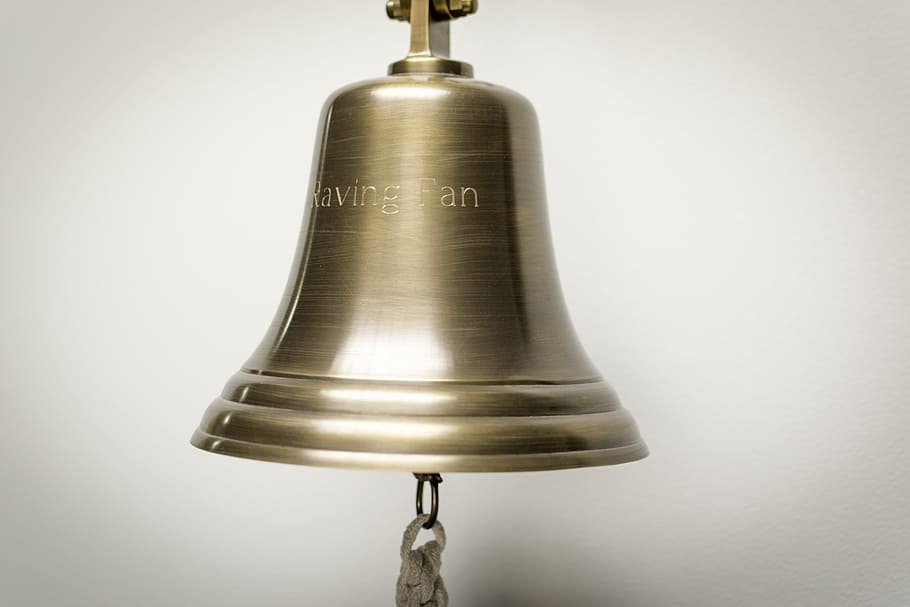 Brass Bell, bronze, close -up, copper, design, hanging, metallic, HD wallpaper