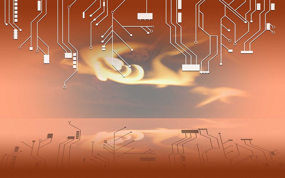 Circuit, Fire, Orange, Background, Flame, technology, industry HD wallpaper