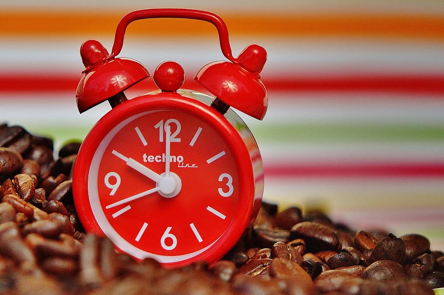 coffee break, alarm clock, time, drink, enjoy, benefit from HD wallpaper