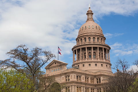 red, white, and blue flag on concrete building, s, capitol HD wallpaper