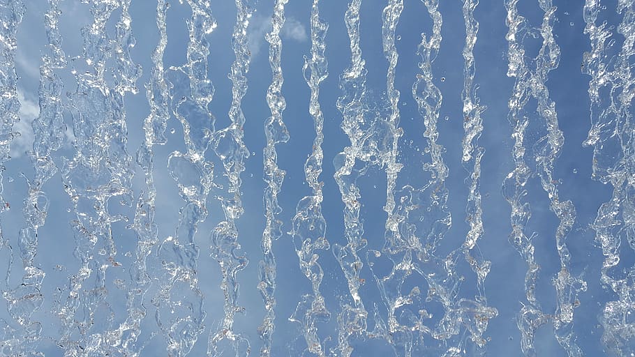 water drop during daytime, untitled, waterfall, blue, ice, sky HD wallpaper