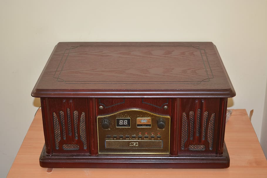 radio, retro, vintage, music, antique, wooden, brown, wireless