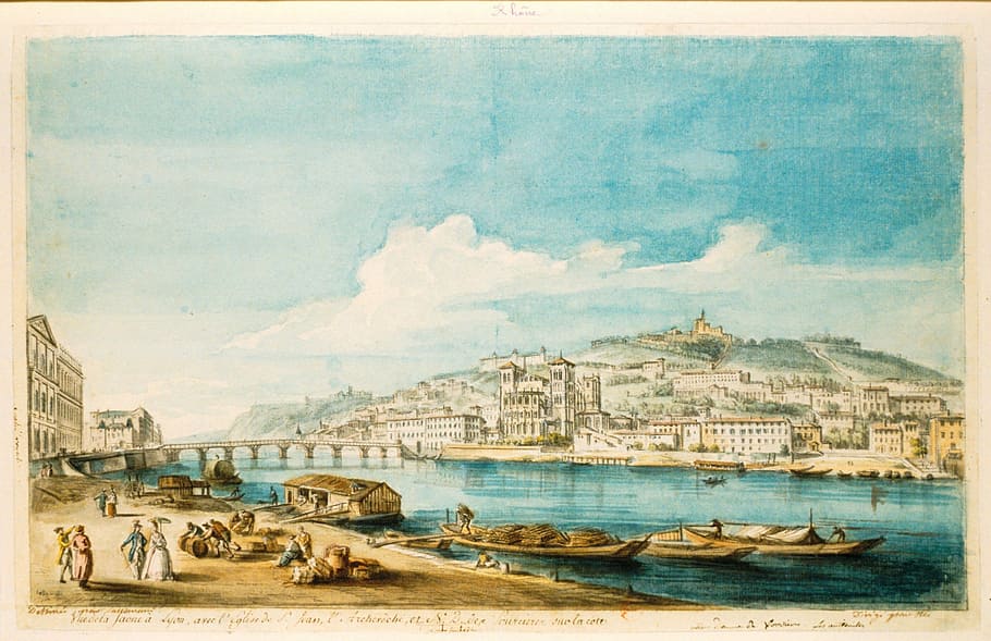 Lyon in the 18th Century, city, france, photos, historical, painting