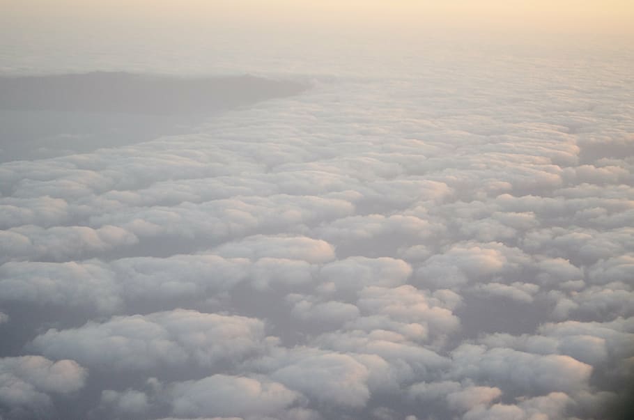 sea of clouds, sky, weather, flying, cloudscape, cumulus, fluffy HD wallpaper