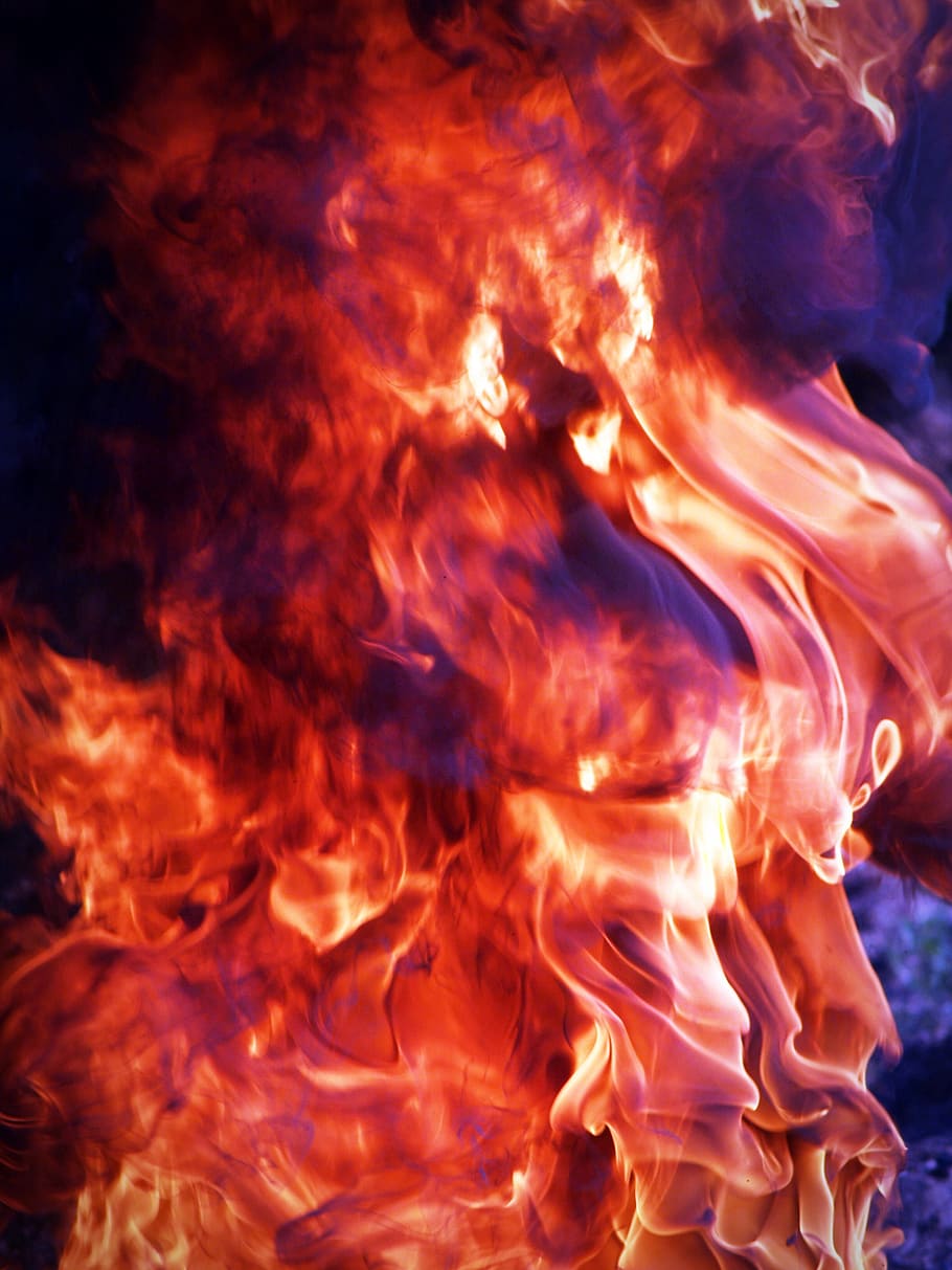 fire, orange, flame, background, burn, burnt, close-up, heat - temperature HD wallpaper