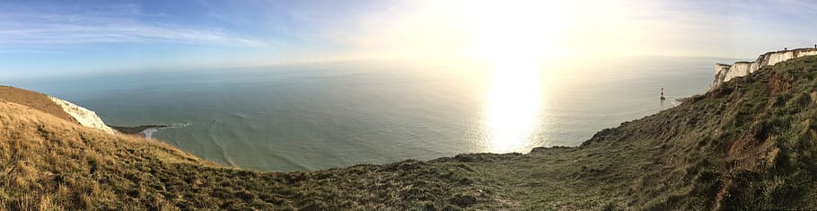 england, beachy head, cliff, sky, water, scenics - nature, sea HD wallpaper