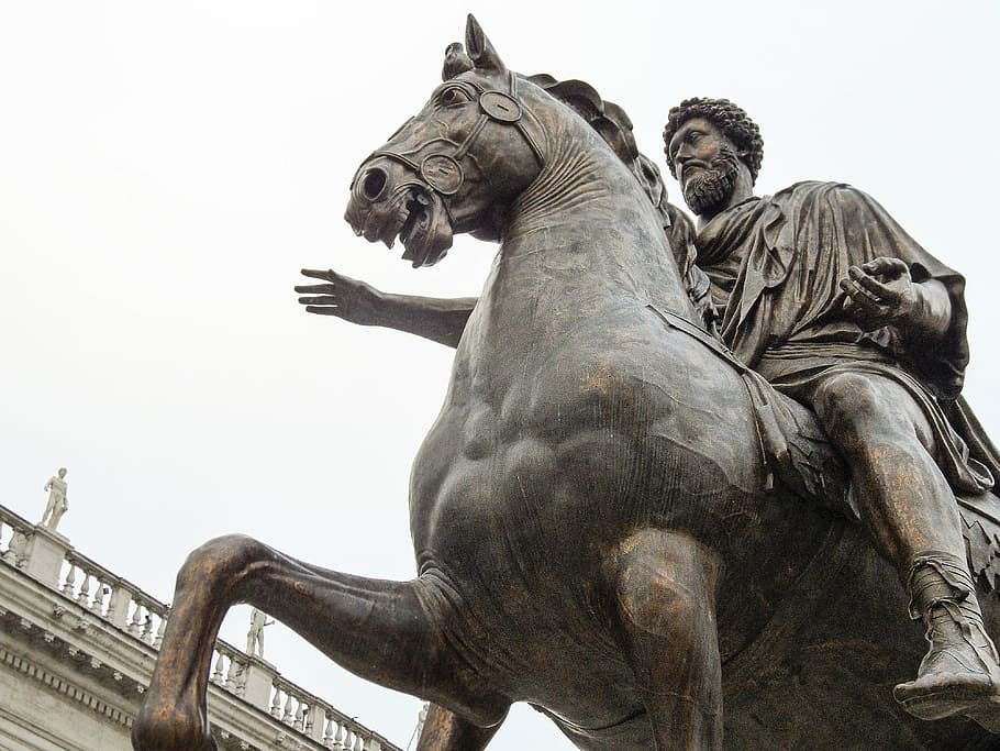 rome, statue, roma capitale, statues, horse, emperor, sculpture HD wallpaper
