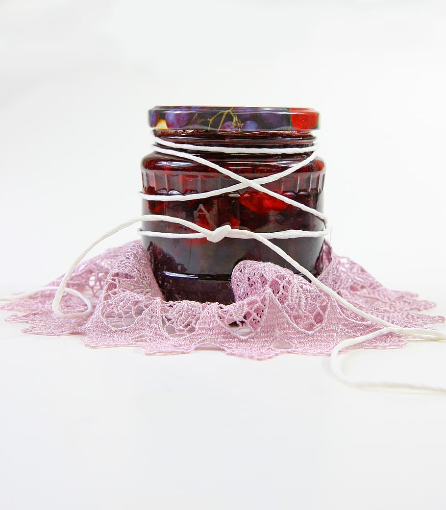 sweet, jam, gift, jar, food, delicious, tasty, white background HD wallpaper