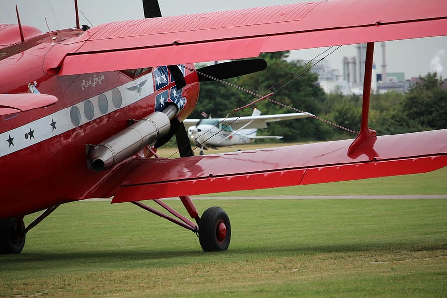 Aircraft, Antonov, Red Eagle, Oldtimer, aerodrome festival HD wallpaper