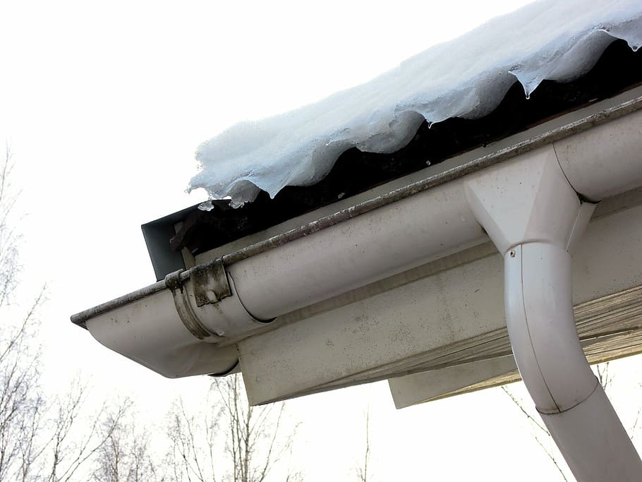 eaves, snow, angle, house, winter, cold temperature, low angle view HD wallpaper