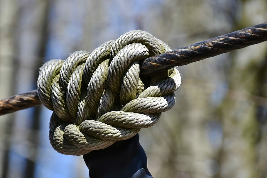 macro shot photography of rope, dew, knot, security, strength HD wallpaper