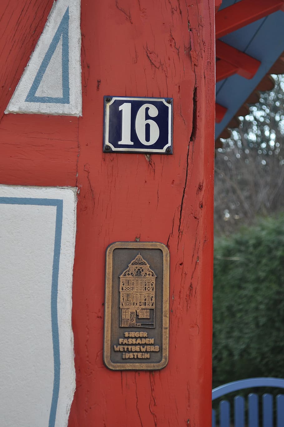 Building, Close-Up, Macro, Wood, red, wooden, plaque, address HD wallpaper
