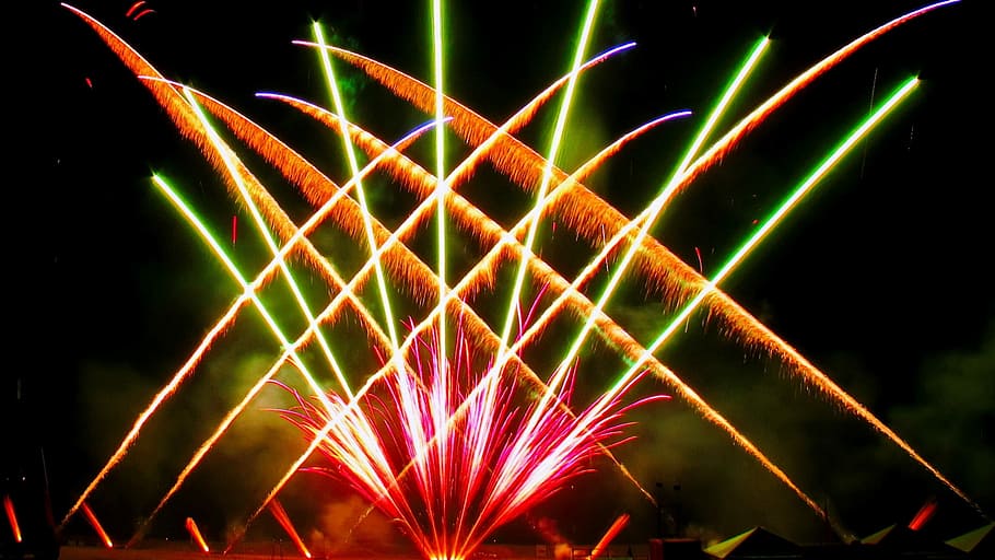 Fireworks, Light, art, illuminated, multi colored, night, laser HD wallpaper