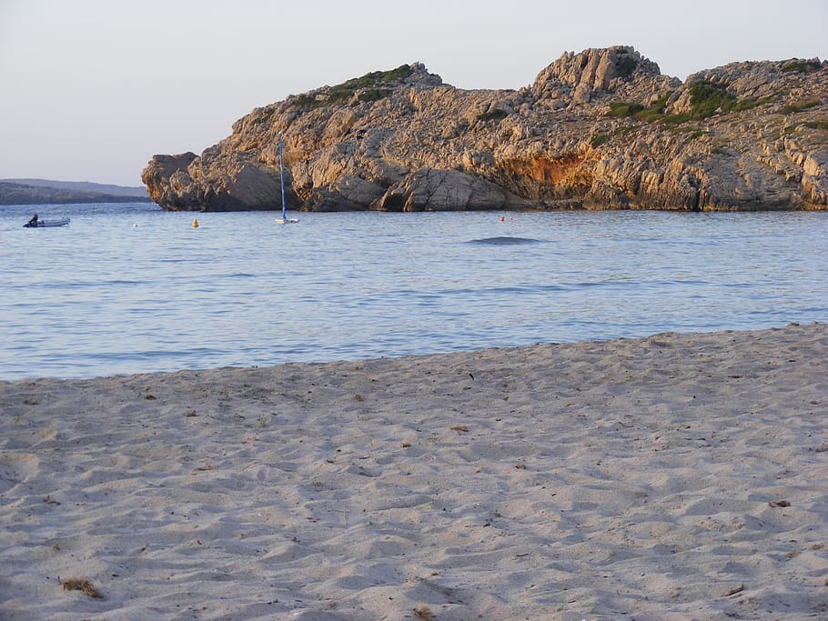 menorca, rock, evening sun, water, beach, sea, land, rock - object HD wallpaper