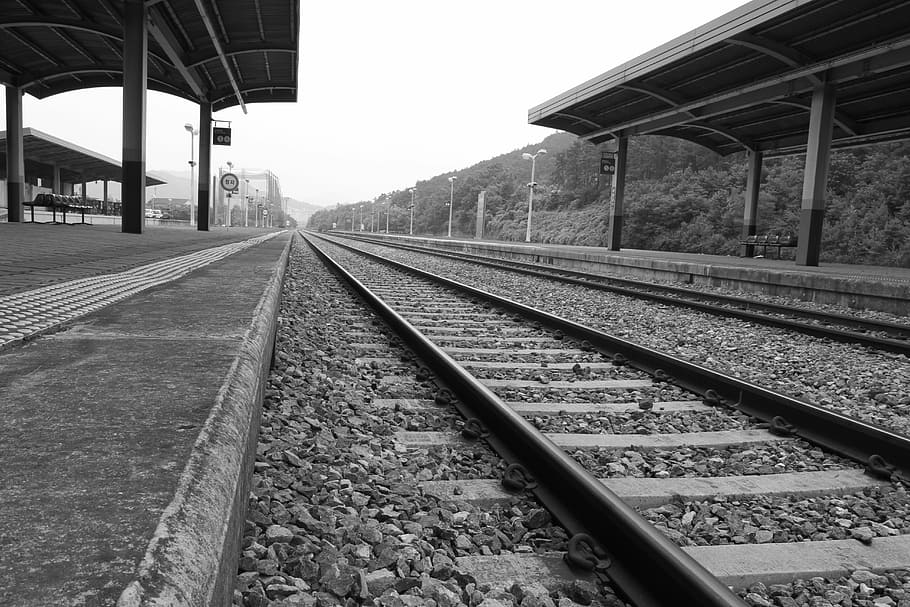 Train Station, Rail Road, Road, Train, railroad track, transportation HD wallpaper