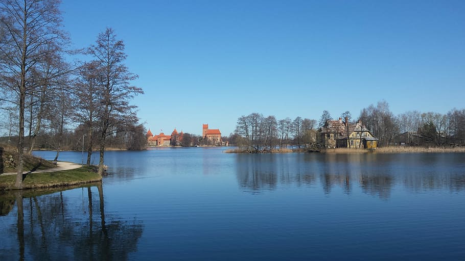 Lithuania, Trakai, Castle, reflection, water, building exterior HD wallpaper