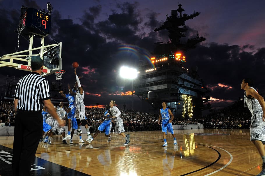College Basketball Game, Teams, team work, aircraft carrier, navy, HD wallpaper