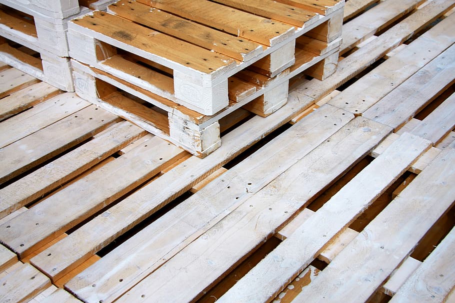 brown wooden pallets, palette, wood - material, full frame, backgrounds, HD wallpaper