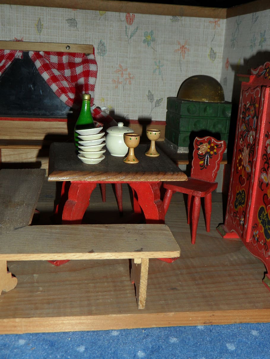 dolls houses, old, furniture, doll's house, play, children