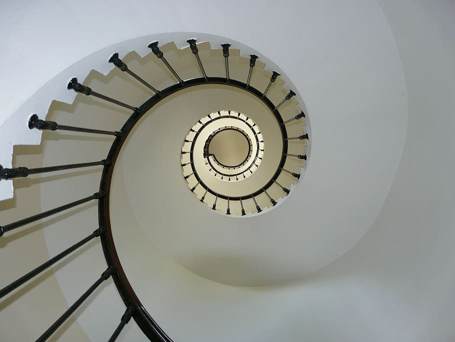 curved black stairs, staircase, snail, lighthouse, spiral, architecture HD wallpaper
