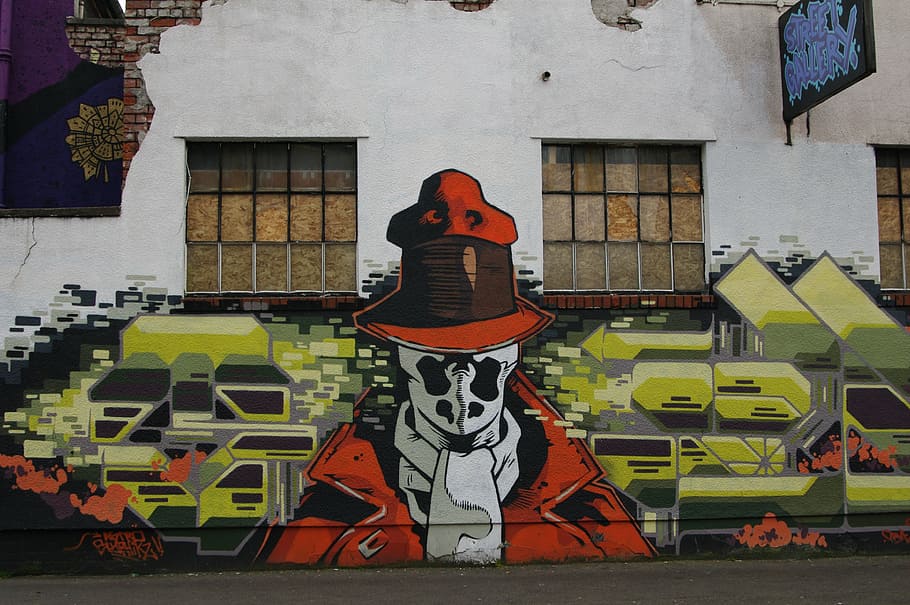 graffiti, rorschach, comics, super hero, alan moore, bristol HD wallpaper