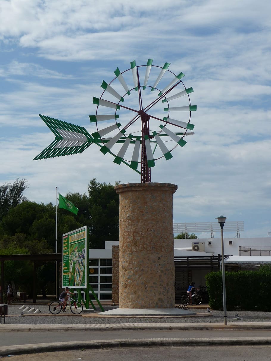 windmill, mallorca, landmark, sky, cloud - sky, alternative energy HD wallpaper