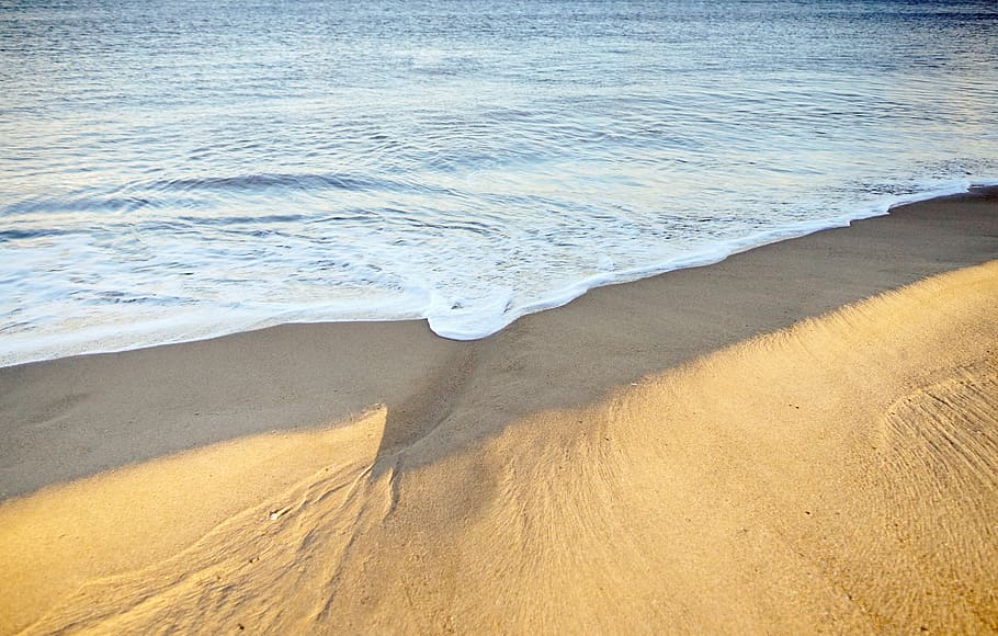 aerial photography of seashore during daytime, photography of brown sand near beach at daytime HD wallpaper