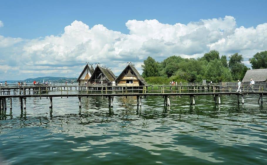 uhldingen, lake constance, stilt houses, stilt village, wooden dwellings