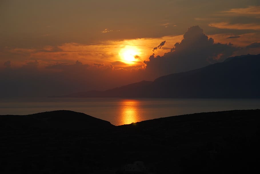 sunset, clouds, sea, sky, evening sky, romantic, nature, mirroring HD wallpaper