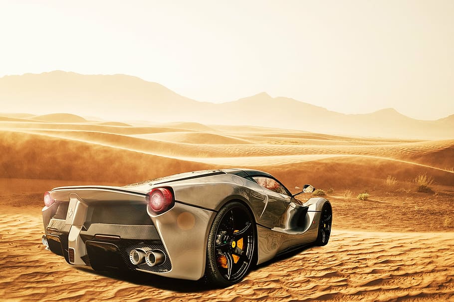auto, desert, sand, dunes, landscape, sahara, footprint, tuning HD wallpaper