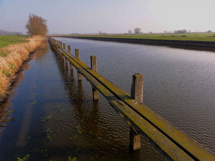 Netherlands, Clouds, River, Canal, sky, water, reflections HD wallpaper