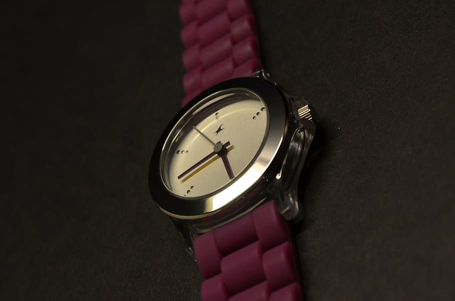 watch, purple, time, clock, instrument of time, wristwatch HD wallpaper