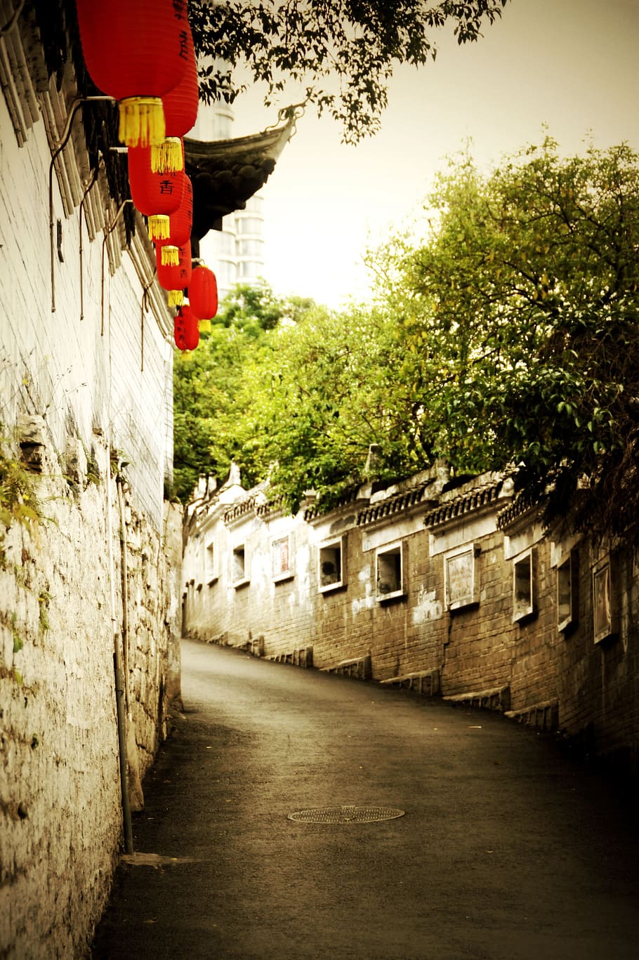 China, Landscape, Walkway, tree, built structure, building exterior HD wallpaper