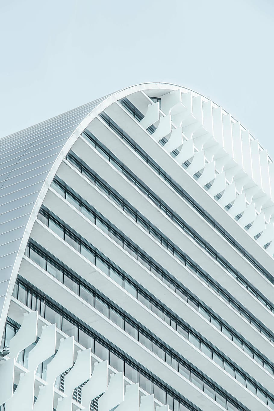 low angle photography of concrete building at daytime, white HD wallpaper
