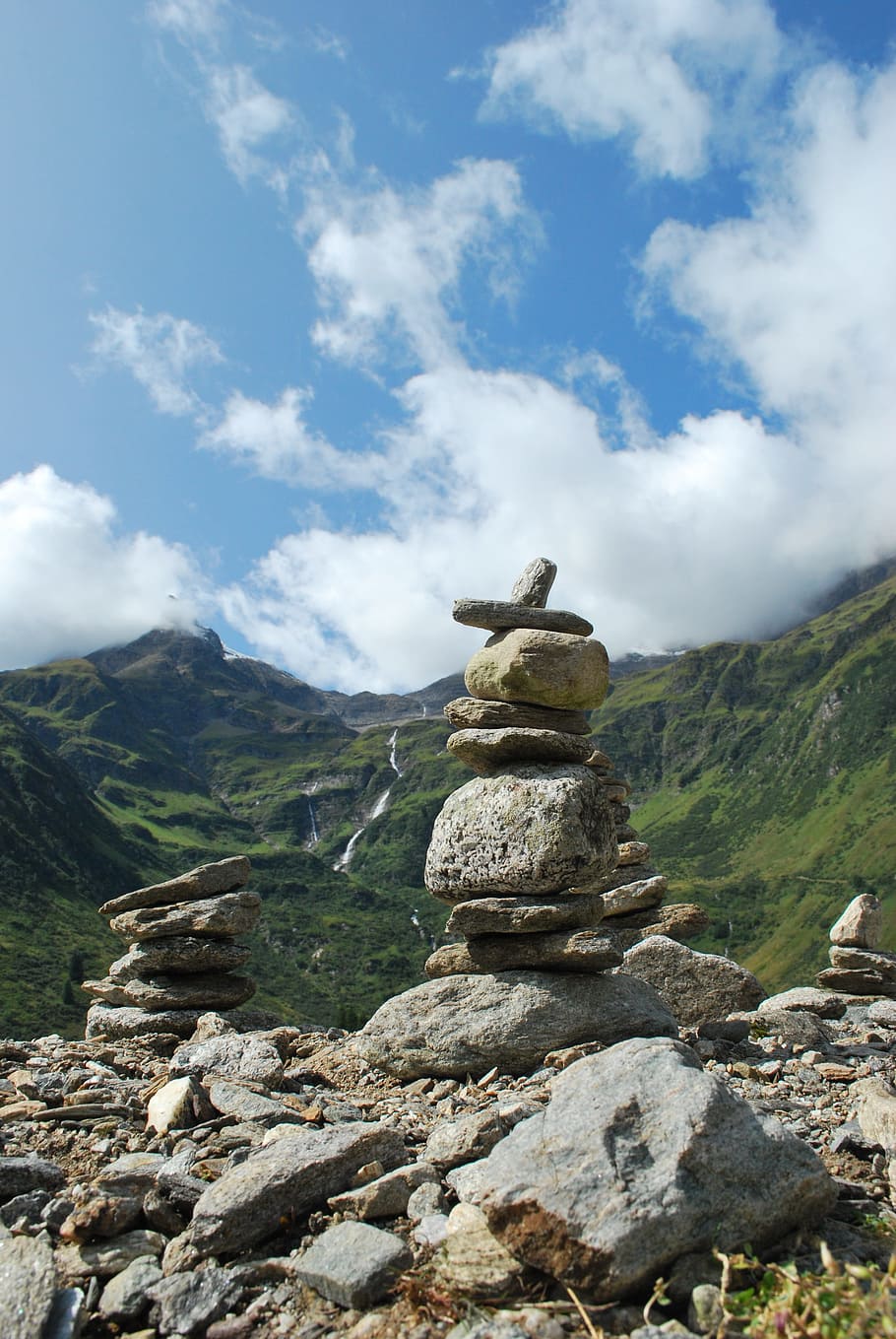 alps, mountains, austria, landscape, nassfeld, cairn, sky, cloud - sky HD wallpaper