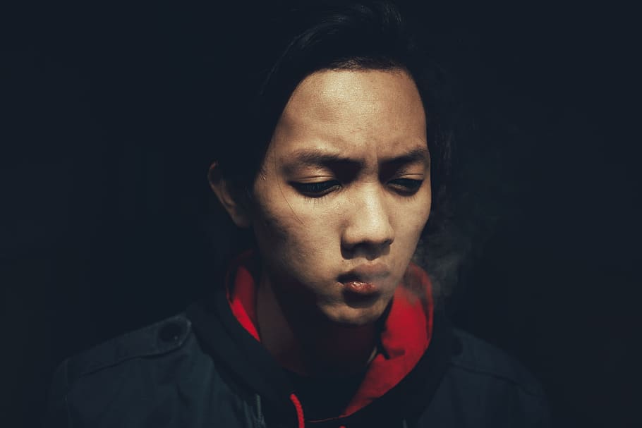 dark, people, man, guy, male, smoke, headshot, black background HD wallpaper