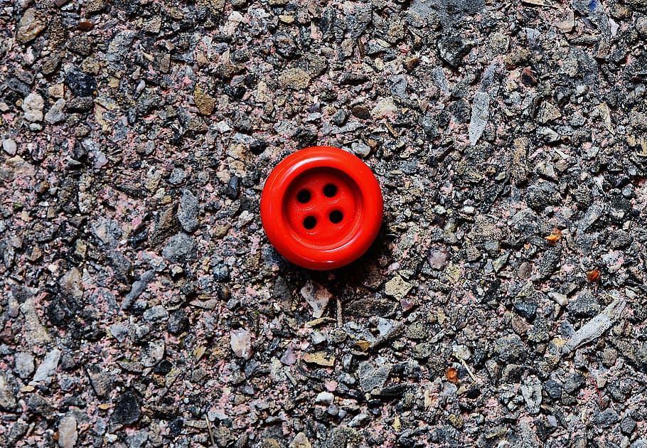 button, 4 holes, red, close, high angle view, day, no people HD wallpaper