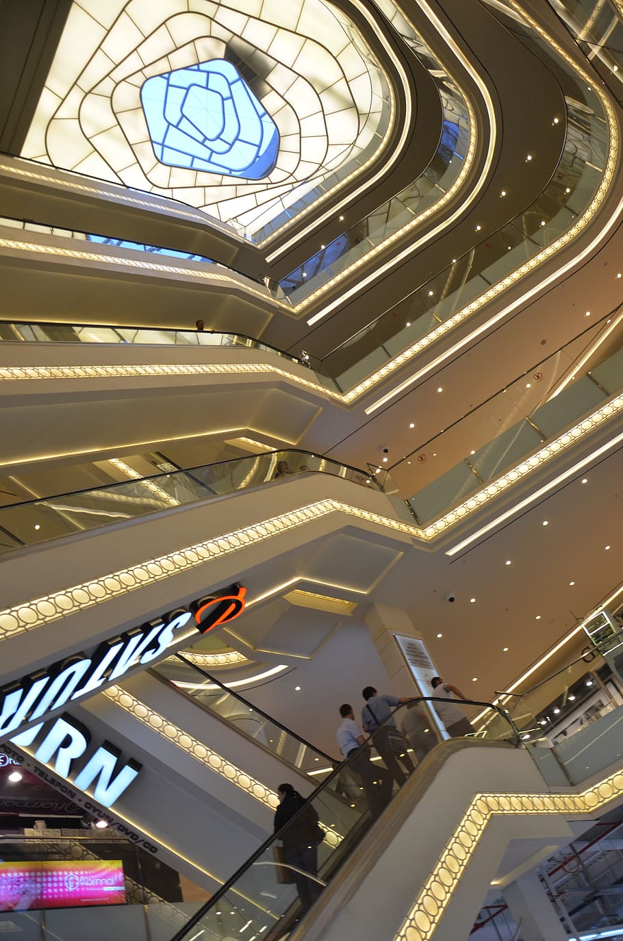 shopping mall, turkey, istanbul, city, indoors, ceiling, architecture, HD wallpaper