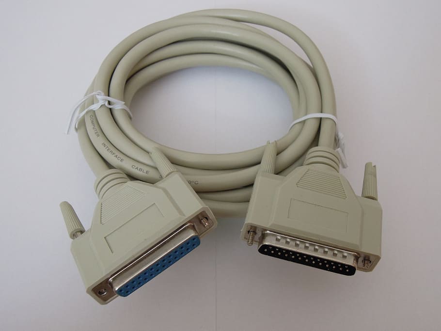 printer, cable, lpt, printer cable, indoors, studio shot, still life HD wallpaper